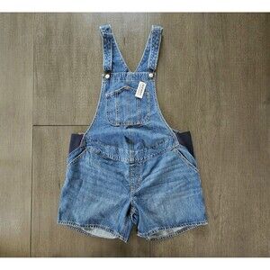 Old Navy Maternity Bib Overalls Shortalls Womens Medium Denim Jean NEW